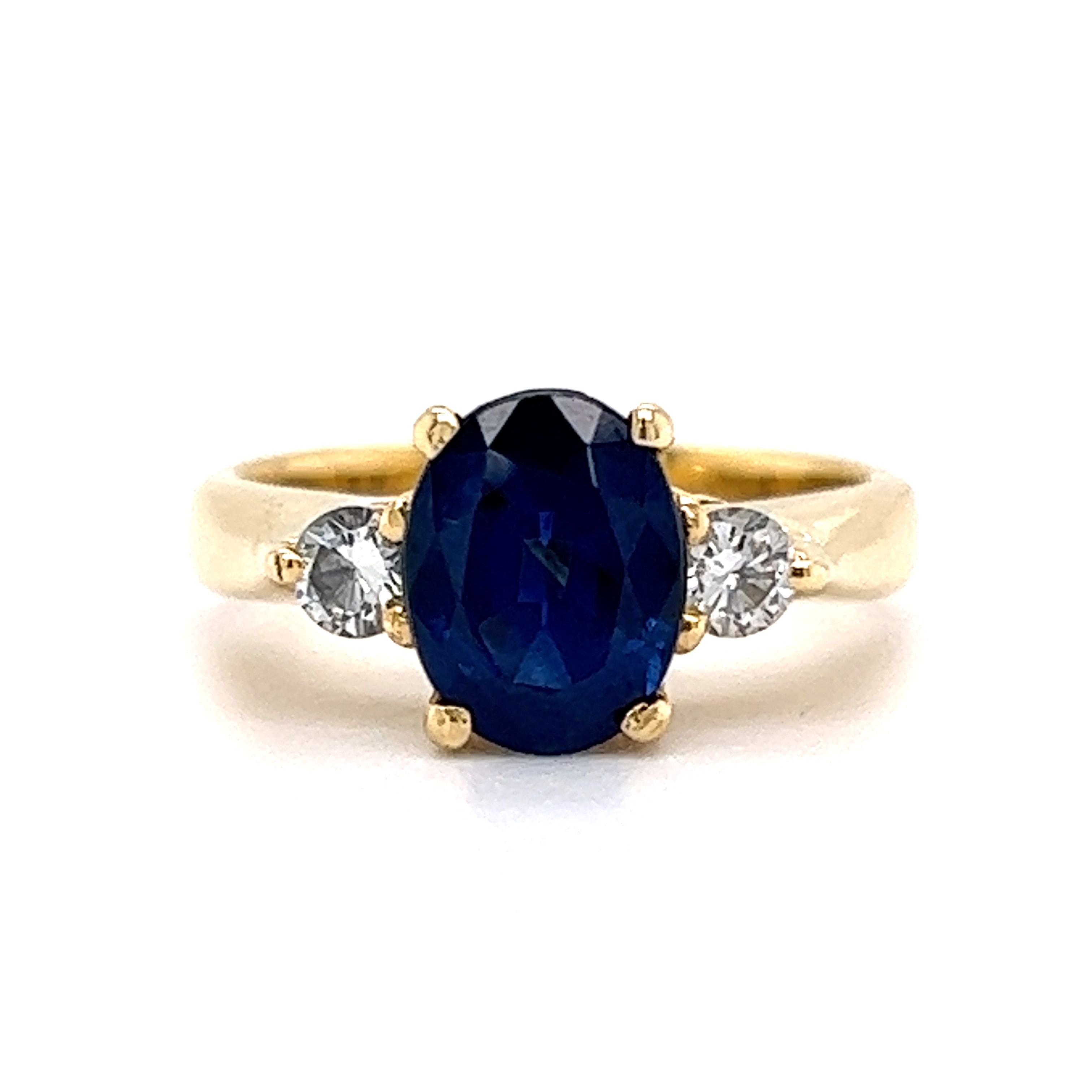 Natural Round Shape Blue Sapphire Statement Ring in 14k White Gold /  Genuine Sapphire Diamond Ring / Gift For Her / Genuine Sapphire Ring - Gems  N Diamond